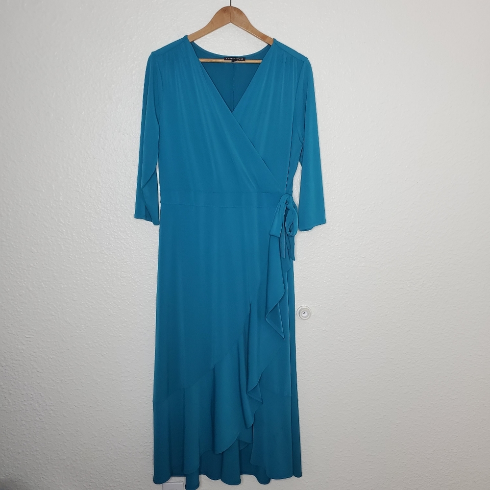 Lane Bryant Teal Faux Wrap Dress Size 14/16